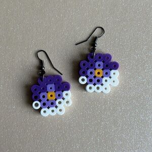 Handmade Viola Flower Perler Bead Earrings